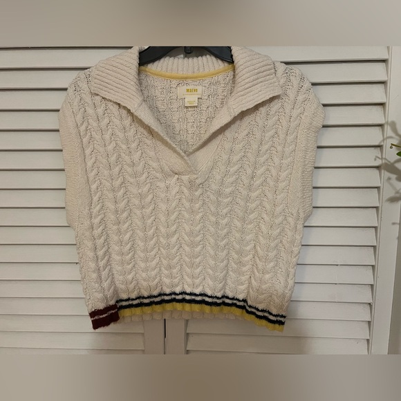 Maeve by Anthropologie Cable Knit Cropped Sweater Medium - Picture 2 of 5